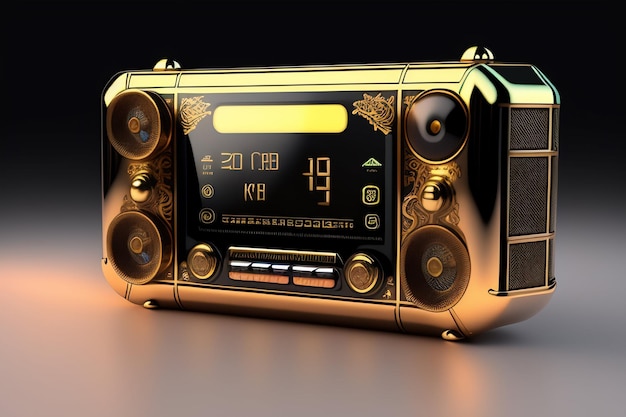 Free photo a gold radio with a screen that says 20, 30 and 20 on it.