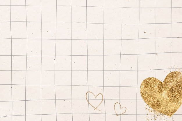 Free photo gold shimmering heart grid background