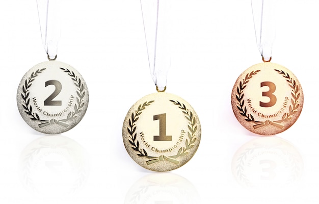 Free photo gold, silver and bronze medals isolated