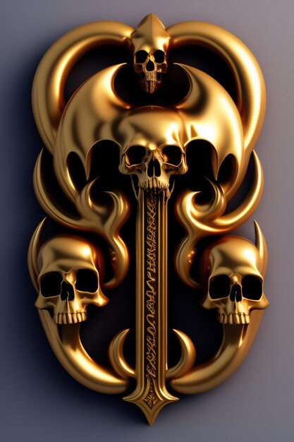 A gold skull with skulls and skulls