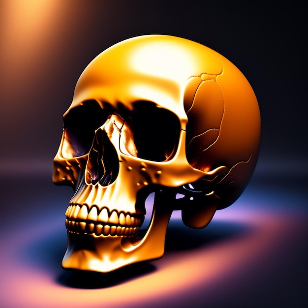 Free photo a gold skull with the word skull on it