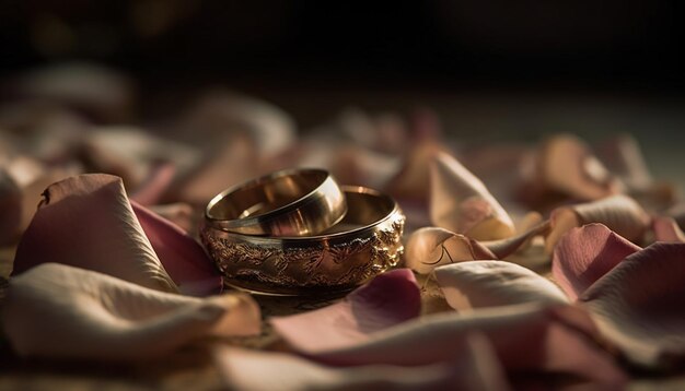 Gold wedding ring symbolizes love and togetherness generated by AI