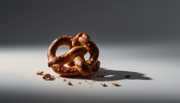 Бесплатное фото Золотисто-коричневые крендельки, сложенные в стопку, готовые к употреблению закуски, созданные искусственным интеллектом