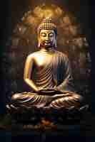 Free photo golden buddha statue in studio