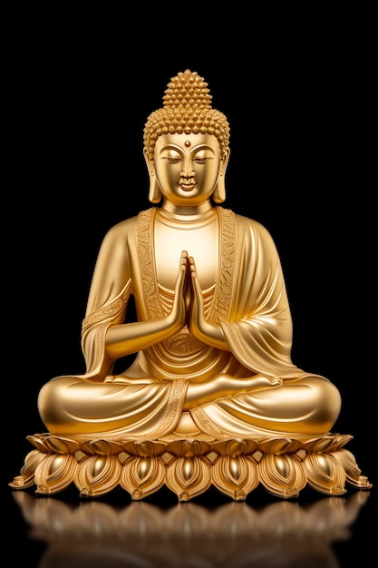 Free photo golden buddha statue in studio