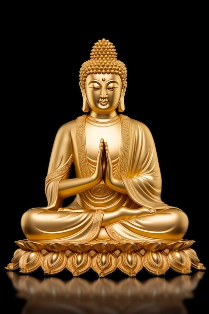 Golden buddha statue in studio