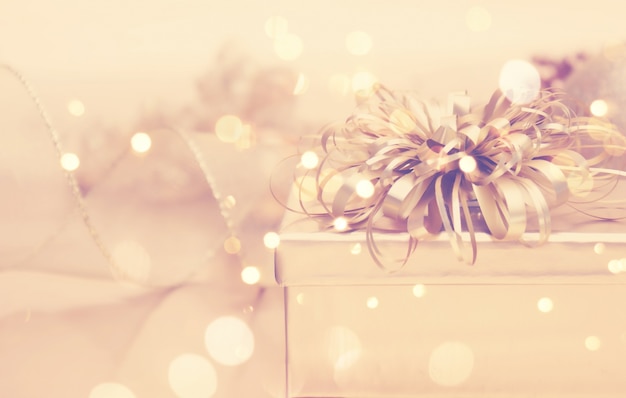 Golden christmas background with gifts