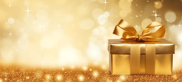 Free photo golden cristmas gift ai generated