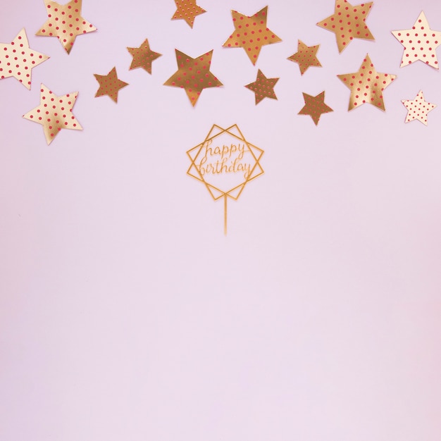 Free photo golden decorations for birthday party with copy space