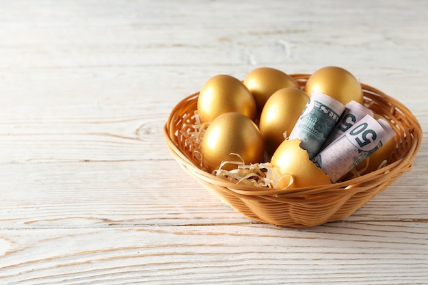 Free photo golden eggs pension savings investments retirement space for text