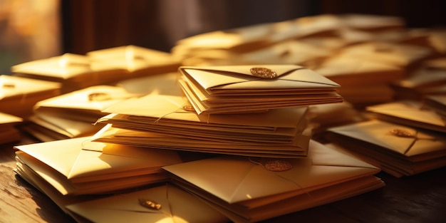 Free photo golden envelopes holding potential stories