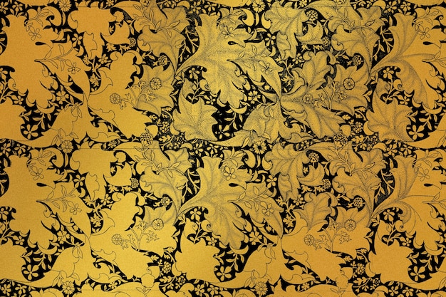 Free photo golden floral pattern remix from artwork by william morris