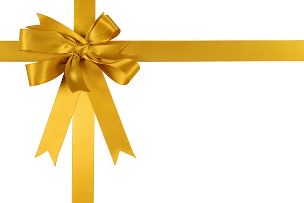 Golden gift ribbon with a bow 