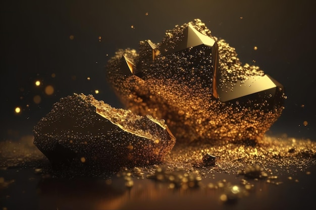 Бесплатное фото Золотые блестящие огни на изолированном темном фоне золотые камни расфокусированные текстуры абстрактный блеск