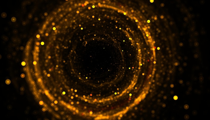 Free Photo golden glitter sparkle particle circular frame background