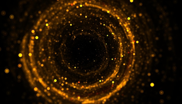 Golden glitter sparkle particle circular frame background