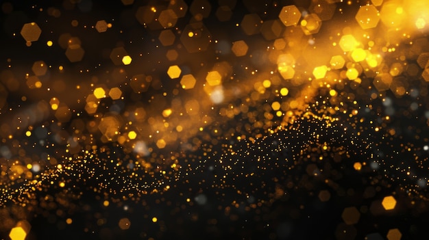 golden glow lights on dark background