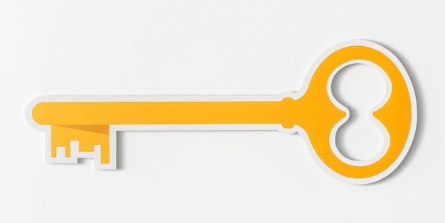 Golden key security access icon