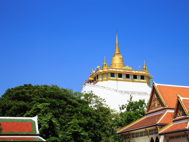 Golden mountain an ancient pagoda at Wat Saket temple in Bangkok Thailand