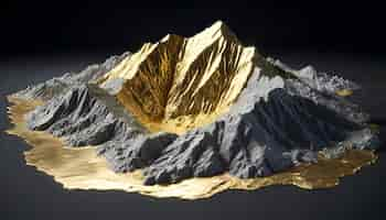 Free photo golden mountain on dark background