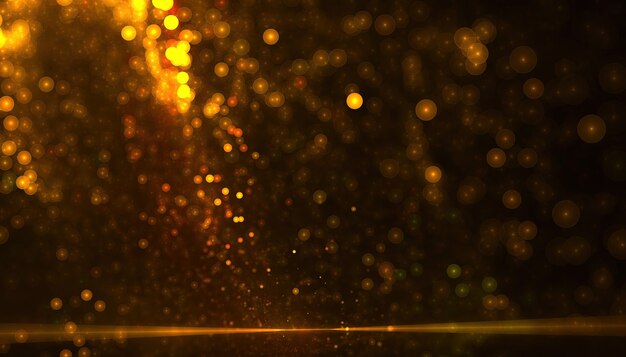 Golden particle dust background with bokeh effect