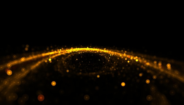 Golden particle line streak trail background