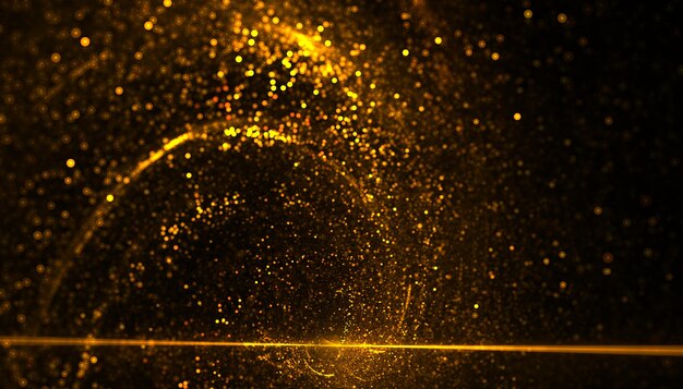 Golden particles bursting energy in spiral movement