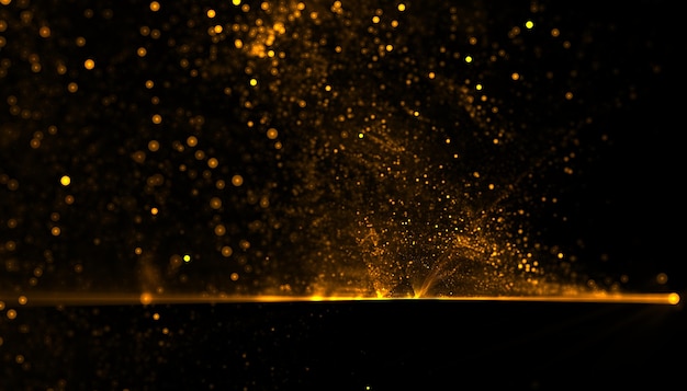 Golden particles dust explosion background