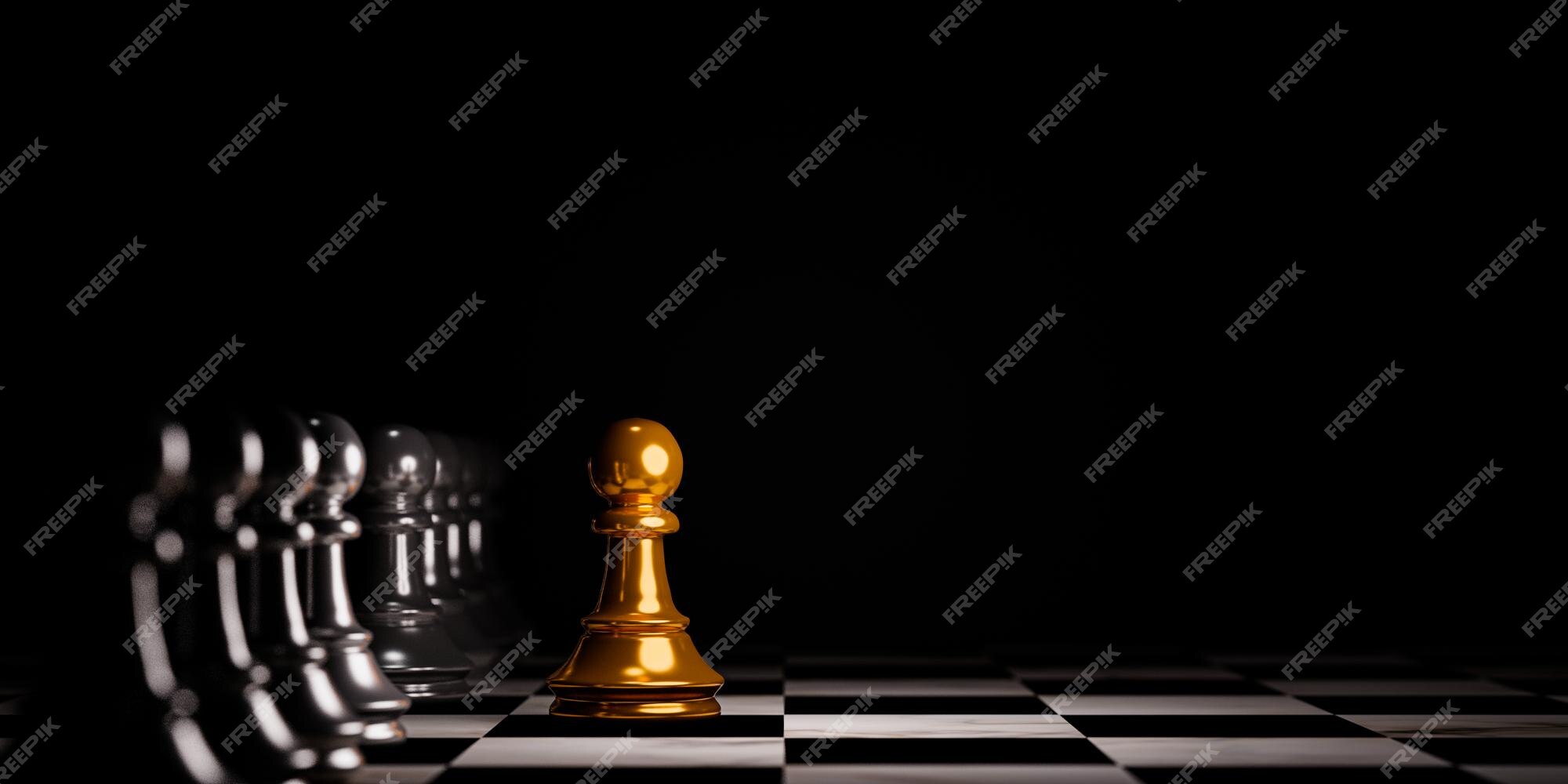 3D Rendering Front View of Many Pawn Chess with Leader in Front of