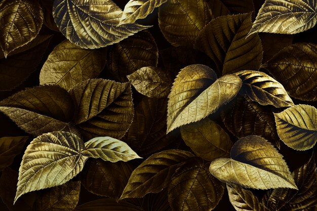 Golden plant leaves textured background