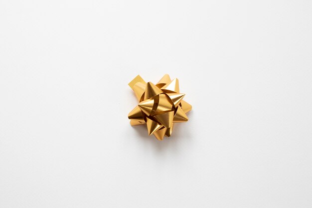 Golden ribbon on white background