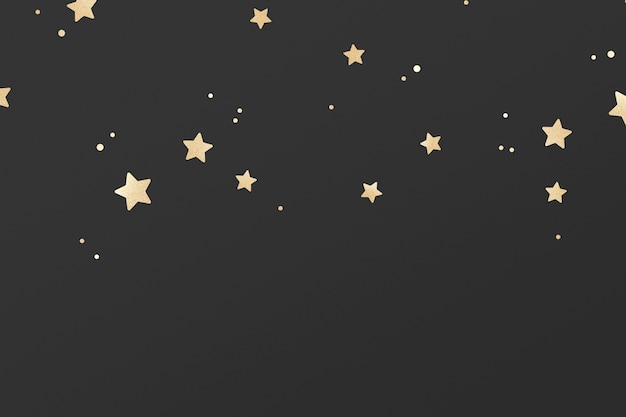 Golden shimmery stars pattern on black background