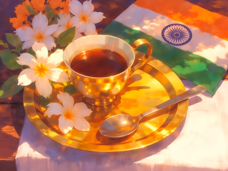 मुफ़्त फोटो golden tea cup with indian flag