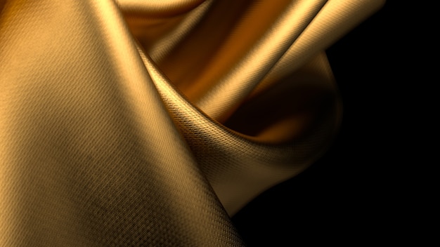 Golden twisted fabric with shallow depth of field