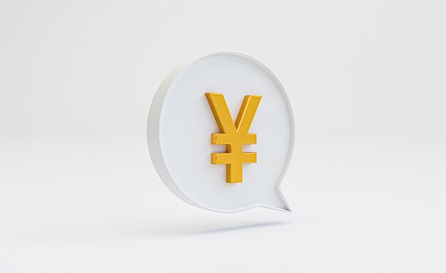 Golden of Yuan or Yen sign inside of white text box  Yuan and Yen currency are the main currency exchange and money transfer from China and Japan countries concept by 3d render