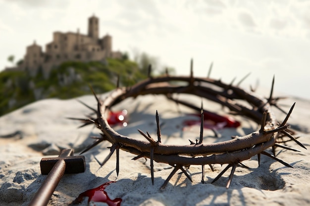 Foto gratuita celebrazione del venerdì santo con la corona di spine