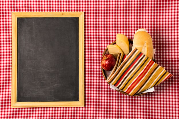 Goodies assortment with blackboard mock-up