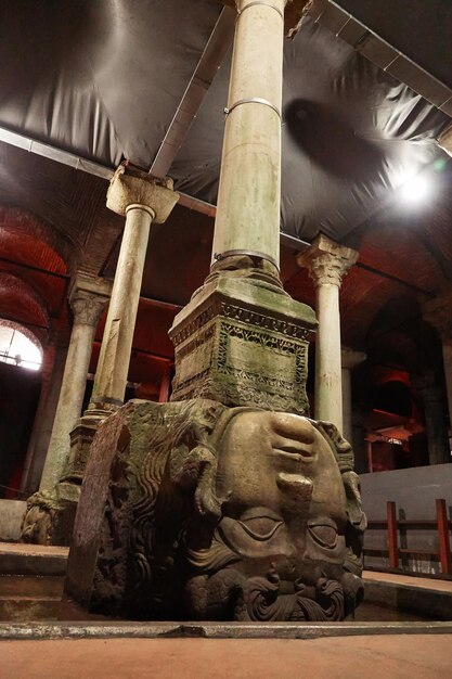 Gorgon Medusa The Basilica Cistern is the largest of several hundred ancient water reservoirsIstanbul Turkey