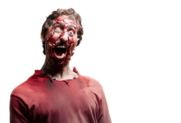 Free photo gory terrified zombie