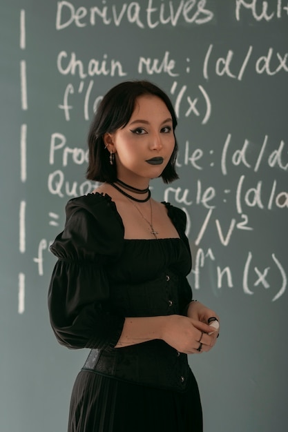 Free photo goth student attending school