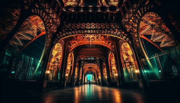 Готические арки освещают знаменитый собор ночью, созданный искусственным интеллектом