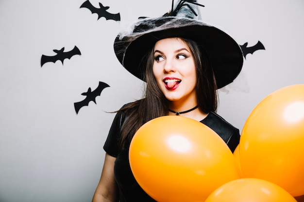 Gothic girl with tongue out