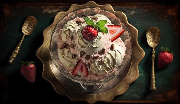 Free photo gourmet dessert plate with berry fruit indulgence generative ai