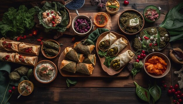 Foto gratuita pasto gourmet con carne fresca e verdure generate dall'ia