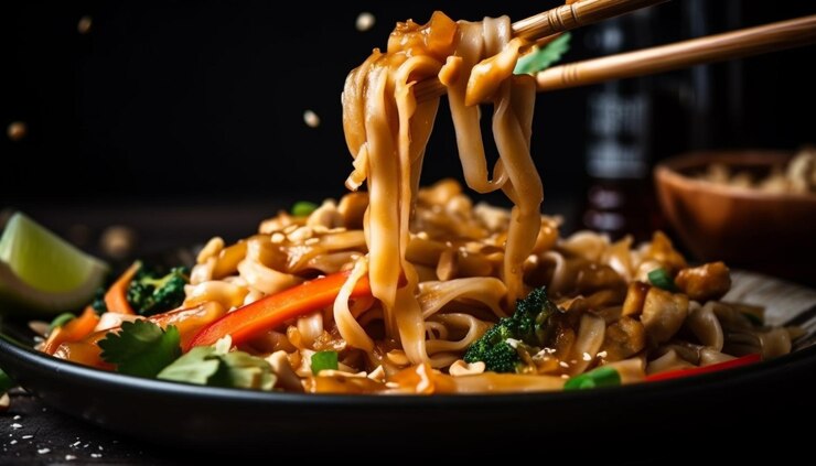 Free Photo gourmet pasta meal on plate with seafood generated by ai
