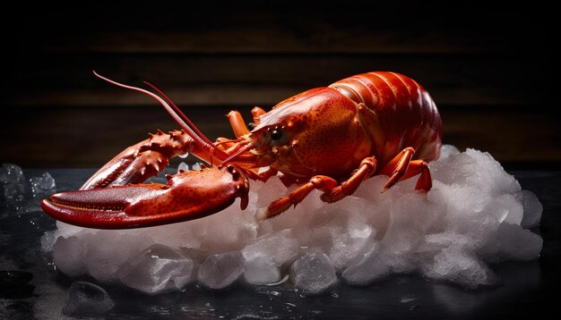 Gourmet seafood meal with fresh lobster and crab generated by AI