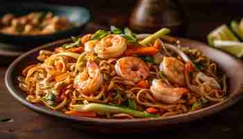 Free photo gourmet seafood meal with prawns and scampi generated by ai