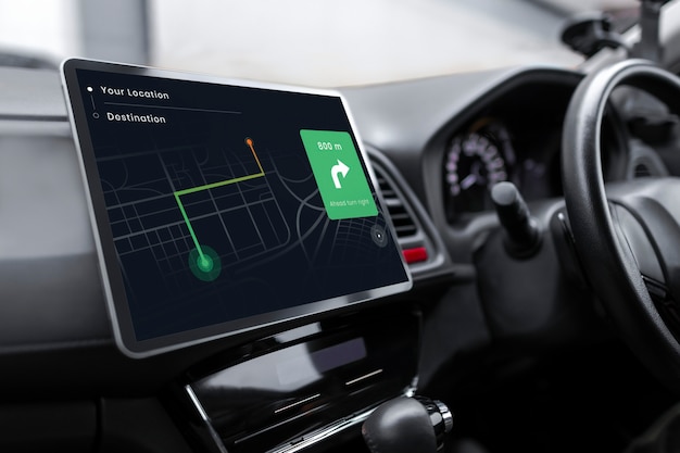 Foto gratuita sistema gps in un'auto intelligente