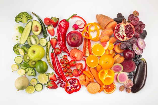 Gradient arrangement of healthy food