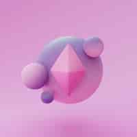 Free photo gradient pink diamond and balls